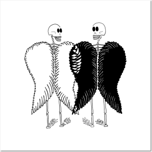 Skeleton Friends - Best Friends Forever BFF Skeletons with Wings Posters and Art